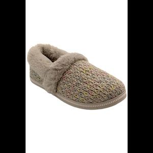 Skechers Women's Cozy Lined Vegan Sweater Knit Slippers Taupe - Medium